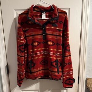 Cinch Women's Red and Black Patterned Cowl Sweater